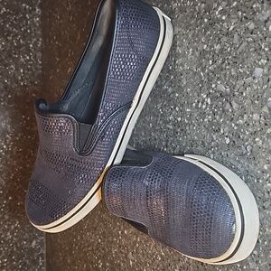 Lauren Ralph Lauren Janis Navy Textured Slip-On Flats 7B Cotton Lined